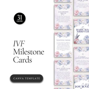 Cartes d'étapes de FIV modifiables | Jalons imprimables du parcours de fécondité | Modèles d'annonces de FIV | Téléchargement numérique