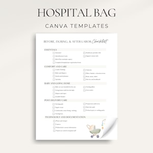 Hospital Bag Checklist Canva Template: Mom & Baby Labor and Delivery