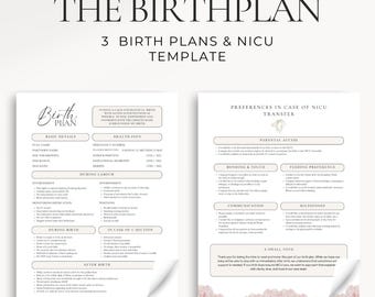 The Birth Plan, A Canva Template: Printable & Editable Birthing Planner, Doula Resource, Midwife, New Mom, Mom-to-be