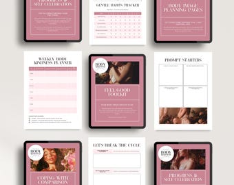 Body Positivity Workbook: Canva Template, Self-Compassion & Self Development, Therapy Tools