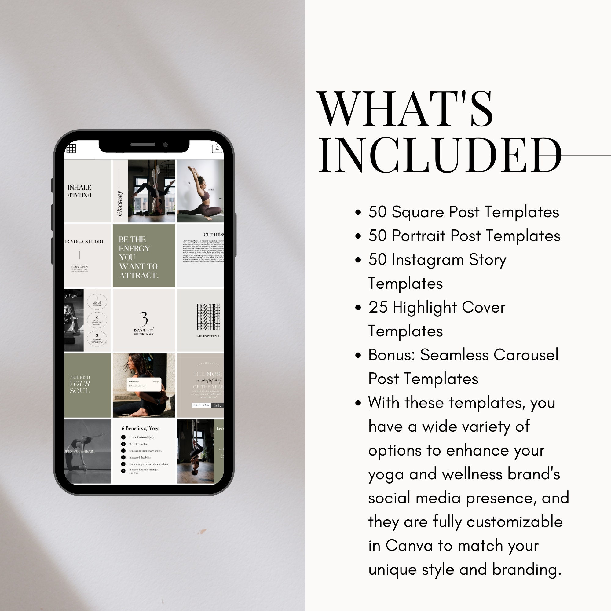 Yoga Social Media Templates: Instagram Posts & Highlight Covers (canva ...