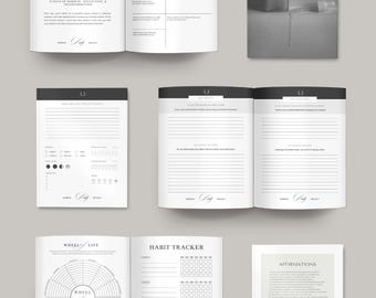 Daily Self Reflection Journal: 75-Page Life Coaching Workbook (Canva Template)