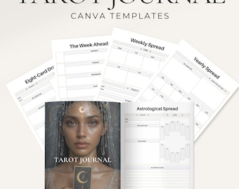 Editable And Printable Tarot Journal: Daily, Weekly, Monthly Spreads, Tarot Readers Tool (PDF + Canva)