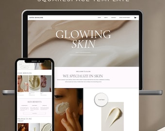 Skincare Squarespace Template | Esthetician Website Template | Beauty Business Website | Squarespace 7.1