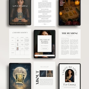 Plantilla editable para lectura de tarot: Informe de 16 páginas en Canva (PDF)