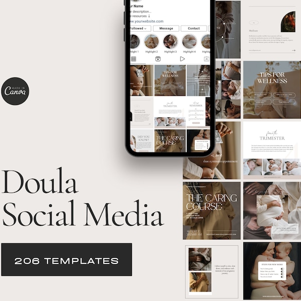 Doula Instagram, Doula Tools, Doula Social Media, Postpartum Doula, Doula Marketing, Birth Post Template, Pregnancy Posts, Canva Templates