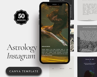 Astrology Instagram Templates: Zodiac Posts, New Moon, Full Moon Rituals, Canva Template