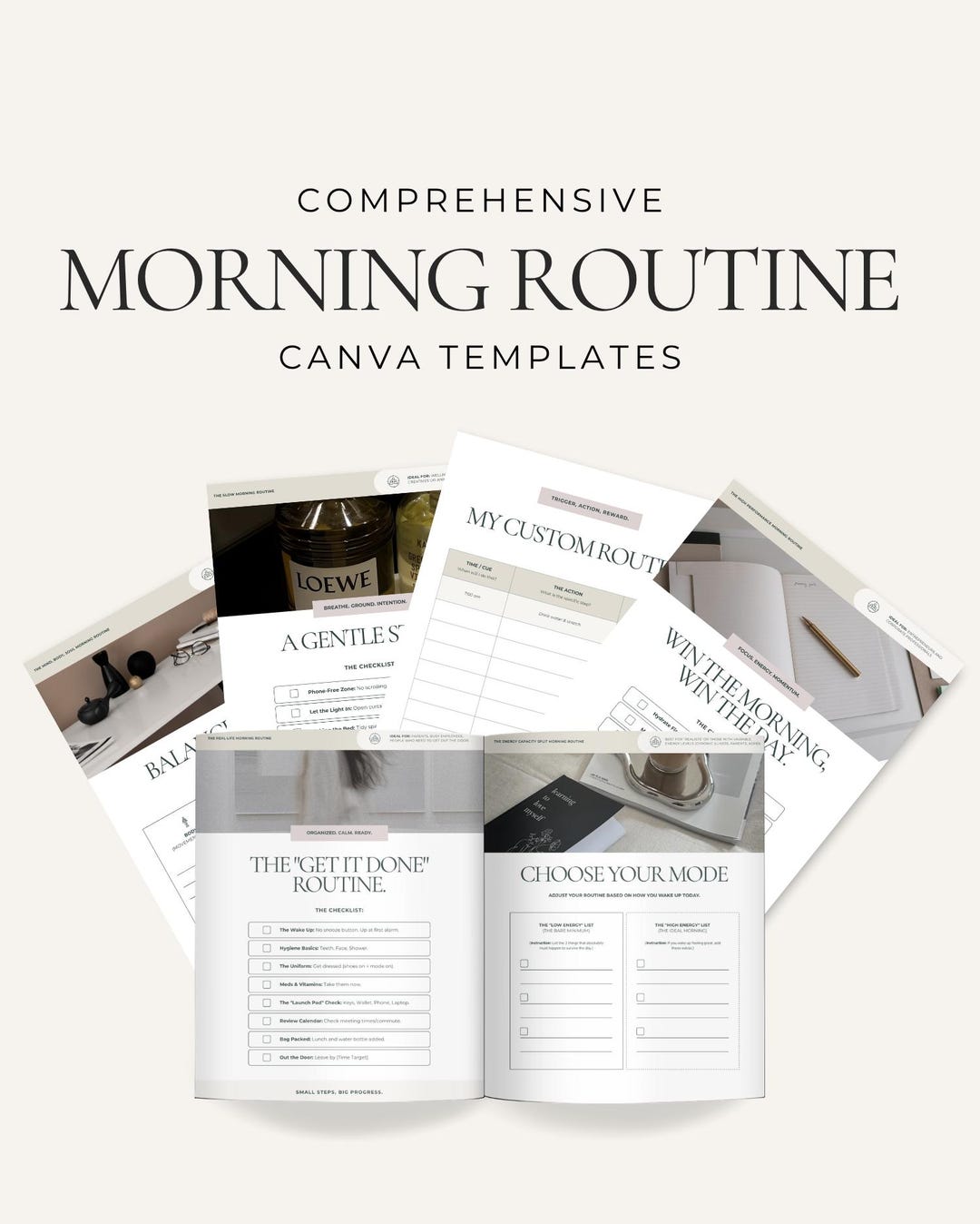 Morning Routine Checklist | Canva Template | 6 Pages | Habit Builder ...