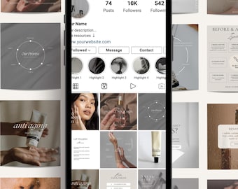 Luxury Skincare Instagram Templates: MedSpa, Esthetician & Beauty Brand Social Media (Canva Template)