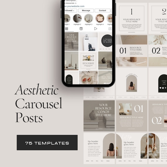75 Seamless Carousel Instagram Templates – Aesthetic Canva Posts for Life Coaches, Wellness Brands, Holistic Marketing, Spiritual Content