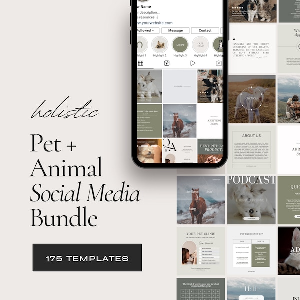 Animal and Pets Instagram Templates, Canva Social Media Posts, Cats, Dogs, Horses, Vet, Holisitic Pet Brands, Aesthetic IG, Brand Marketing