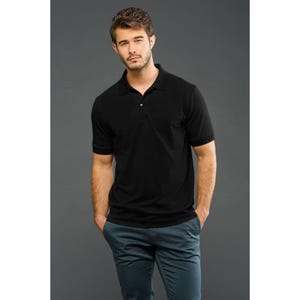 Polo de punto grueso Blanks+ para hombre, negro, blanco, gris oscuro, azul marino, tallas S-4XL, mezcla de algodón ecológico