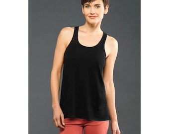 Koszulka damska Blanks+ Fine Jersey Racerback, kolor czarny, biały, rozmiar S-2XL, mieszanka bawełny Eco-hybrid