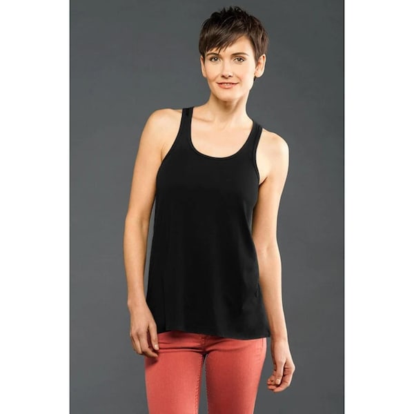Blanks+ Women's Fine Jersey Racerback Tank, Black, White, S-2XL, Eco-Hybrid Cotton Blend