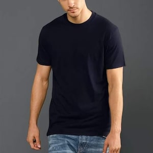 Blanks+ Men's X Heavy Jersey Short Sleeve Tee, Black, White, Navy, Charcoal, Red NAVY