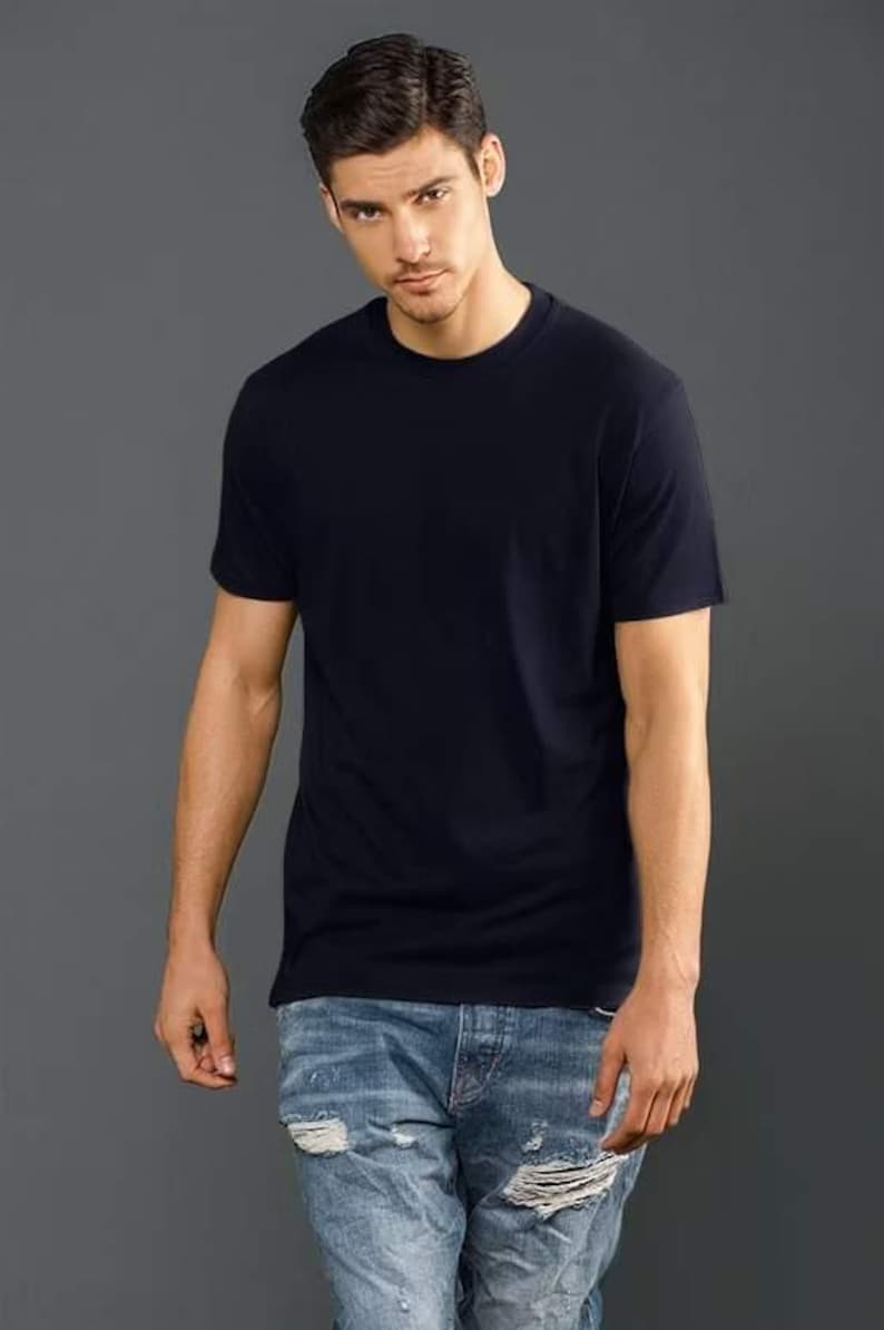 Blanks+ Men's X Heavy Jersey Short Sleeve Tee, Black, White, Navy, Charcoal, Red NAVY