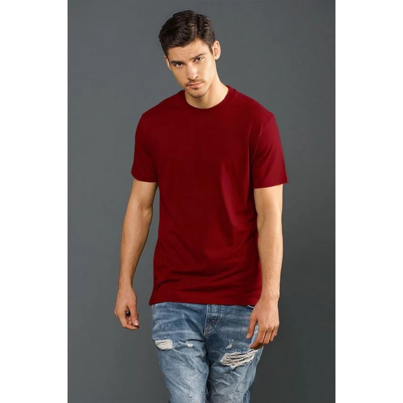 Blanks+ Men's Heavy Jersey Short Sleeve Tee, Black, White, Charcoal, Navy, Red Red