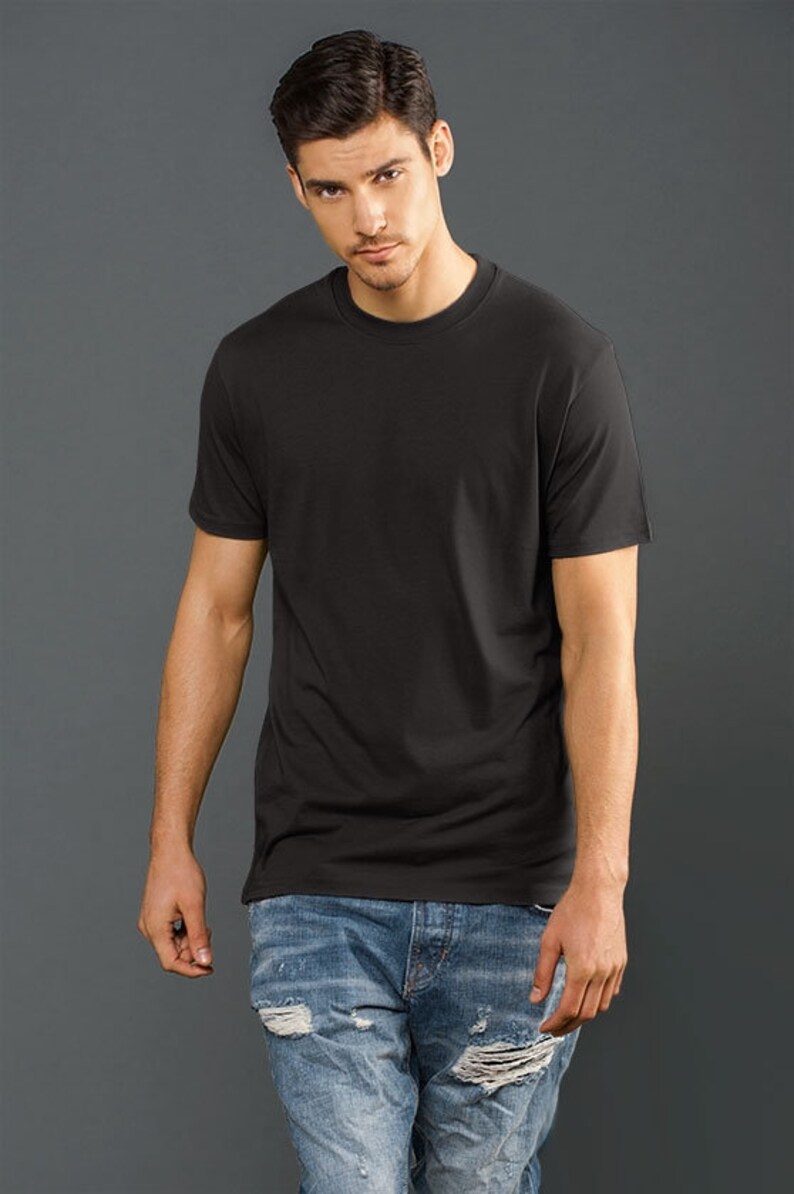 Blanks+ Men's Heavy Jersey Short Sleeve Tee, Black, White, Charcoal, Navy, Red Charcoal