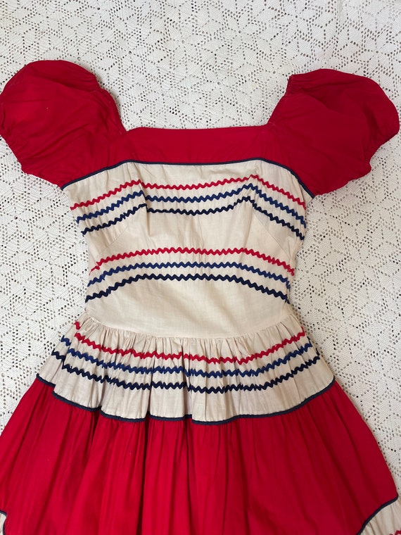 Vintage Cotton Fiesta Dress Full Skirt 1950's, 60… - image 2