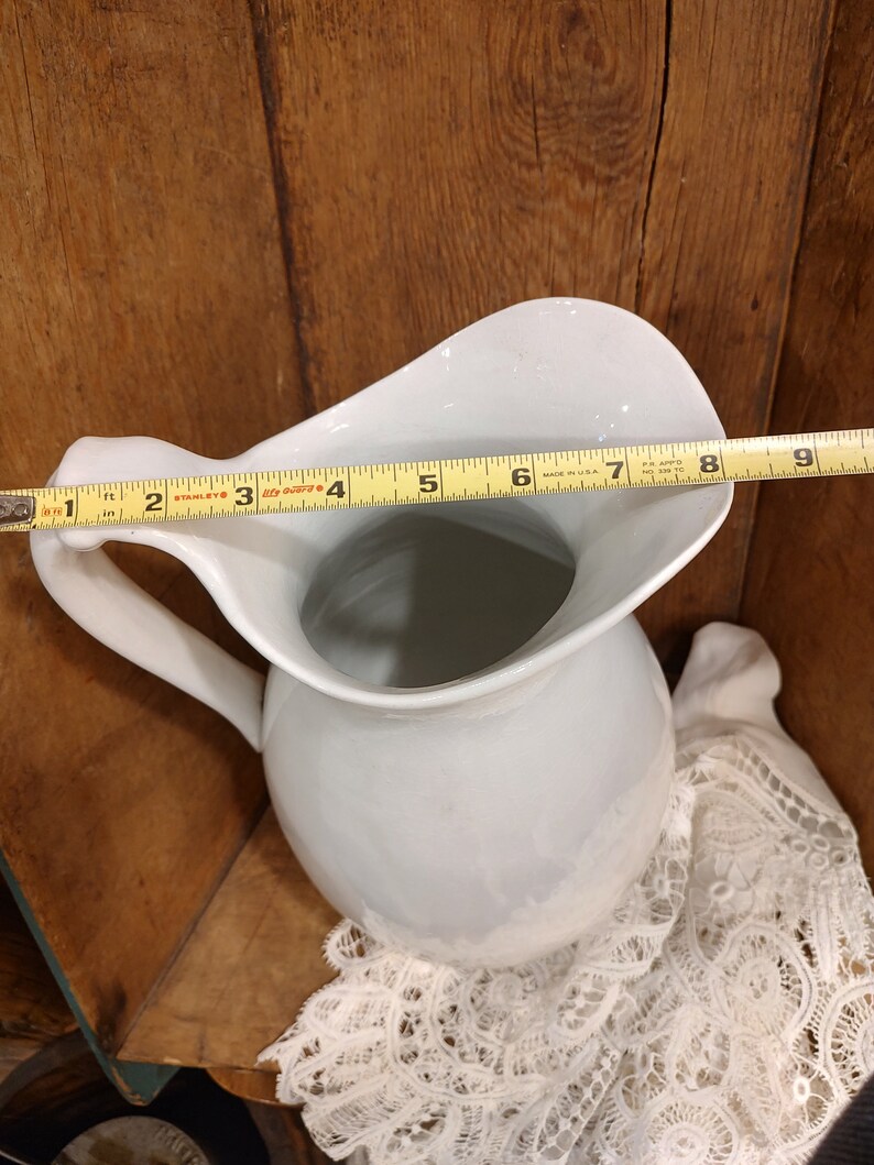 White Antique Ironstone Water Pitcher Ewer, K, T & K Etsy