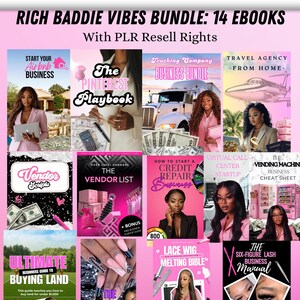 Rich Baddie Vibes Pro-bundel, PLR-rechten inbegrepen, PLR e-boekbundelideeën, 14 digitale eBooks om te verkopen, wederverkooprechten, passieve Valentijnsdag
