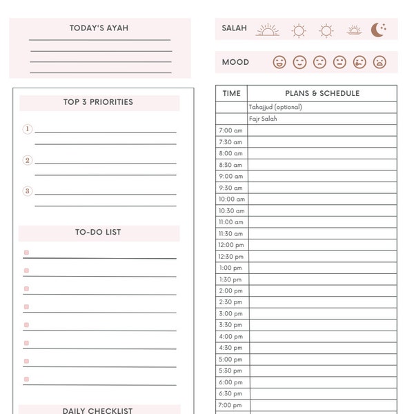 Editable Daily Muslim Planner, Muslim Diary 2023, Productive muslim planner printable - Digital Planner