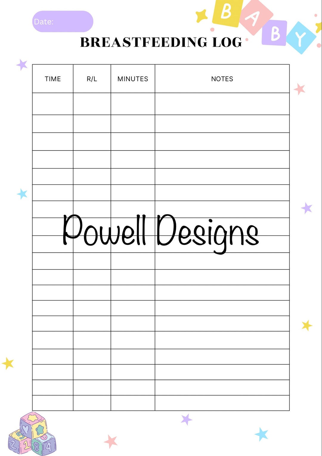 Newborn Dairy Feeding Log Printable - Etsy