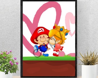 MARIO and Peaches LOVE Poster Digital Clip Art Printable Poster 18