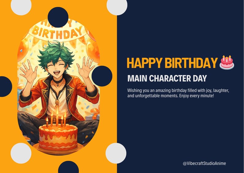 Anime-inspired Printable Birthday Cards | Instant Download | Digital ...
