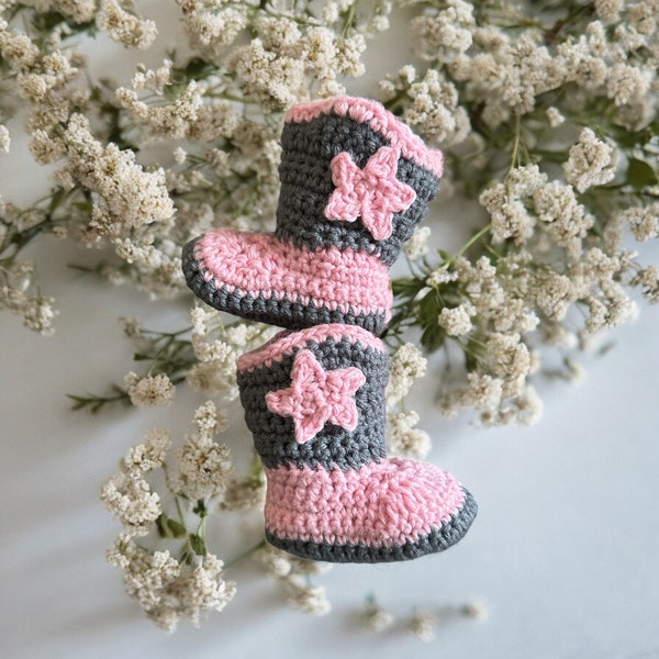 Crochet baby cowboy boots, crochet booties, cowboy boots, girls boots,  newborn shoes, crochet pink cowboy boots, winter boots, kids shoes