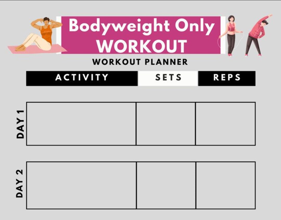 Bodyweight Only Exercise Daily Routine and Schedule With List of Exercises Etsy