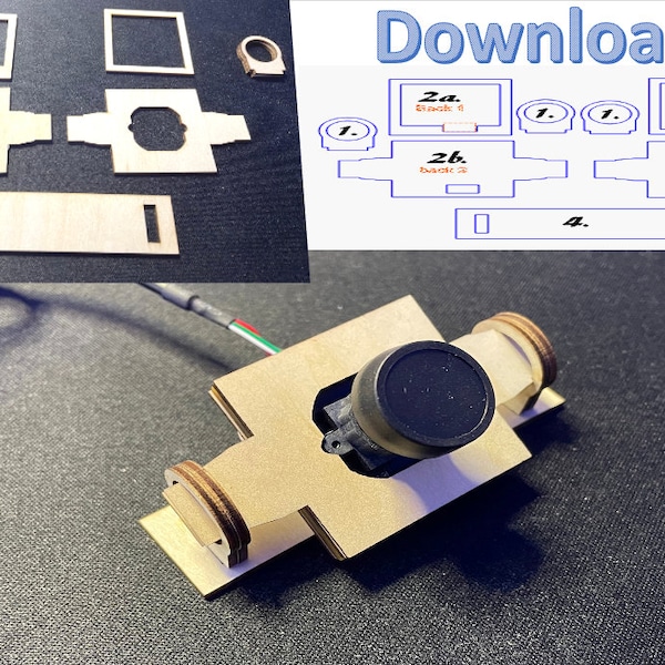 Conception du support de caméra mise à jour pour s'adapter à plus d'appareils photo de fabrication SVG USB carré LightBurn LightObject AI Télécharger des fichiers dxf Faites-le vous-même