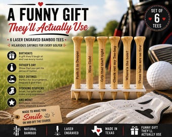 Funny Adult Golf Tees - 12 Engraved Bamboo Tees, Golf Gift for Men