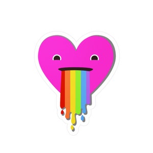 Kiss-Cut Vinyl Decals rainbow neon puking heart love gay pride love