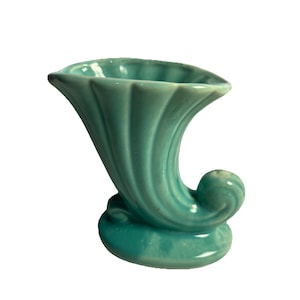Vintage Art Deco Shawnee Cornucopia Pottery Turquoise Aqua Made in USA Planter