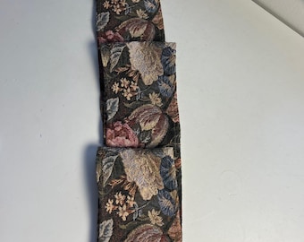 vintage floral tapestry bell pull one side brass wall hanging