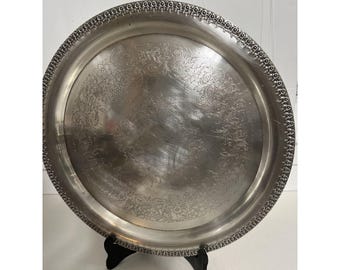 Vintage 14" Round  Wilcox International Silver Rose Marie 7076
