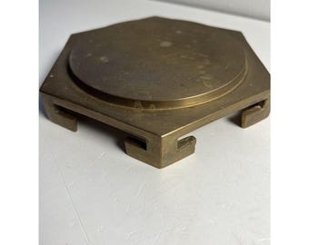 rare vtg taste setter SIGMA Heavy 6.5&quot; BRASS Candle Plant holder base Riser