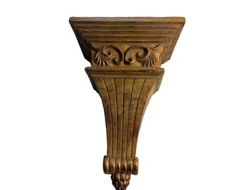 Vintage 16" Large Wall Mount Sconce Shelves Antique Gold Resin Renaissance