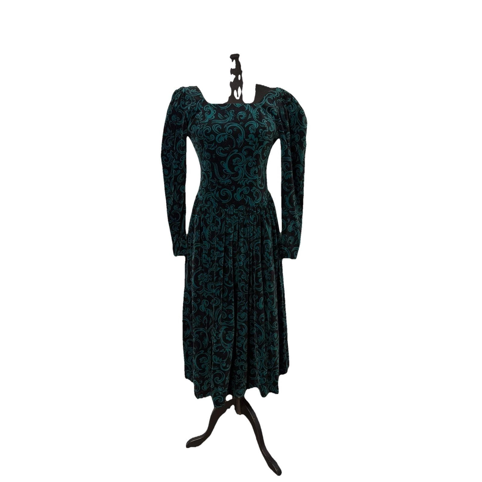 Laura Ashley Green Velvet Dress - Etsy