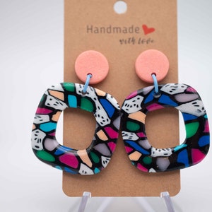 Colorful vintage retro polymer clay earrings