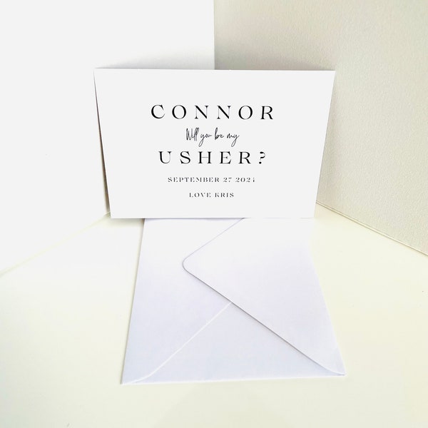 Will you be my Usher? Page Boy, Best Man, Bridesmaid, Flower Girl, Maid of Honour cards, A6 size with or without envelope
