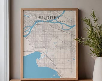 Surrey British Columbia Map Print | Minimalist City Wall Art