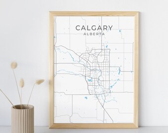 Calgary-Alberta kaart afdrukken | Minimalistische stadsmuurkunst