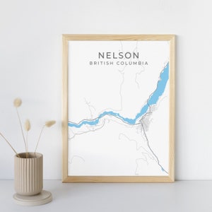 Nelson BC Poster Nelson Travel Print Nelson British Columbia Wall Art Minimalist Nelson Map