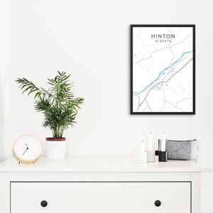 Kaart afdrukken Hinton Alberta | Minimalistische wandelmuurkunst buiten afbeelding 3