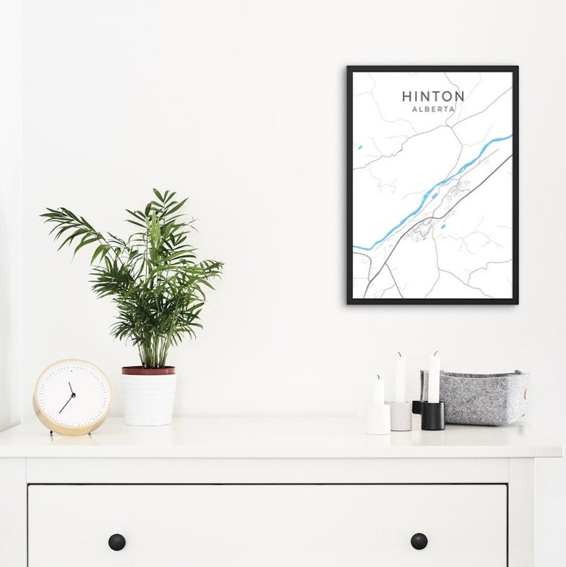 Kaart afdrukken Hinton Alberta | Minimalistische wandelmuurkunst buiten afbeelding 3