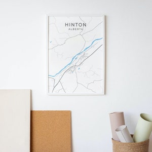 Kaart afdrukken Hinton Alberta | Minimalistische wandelmuurkunst buiten afbeelding 2