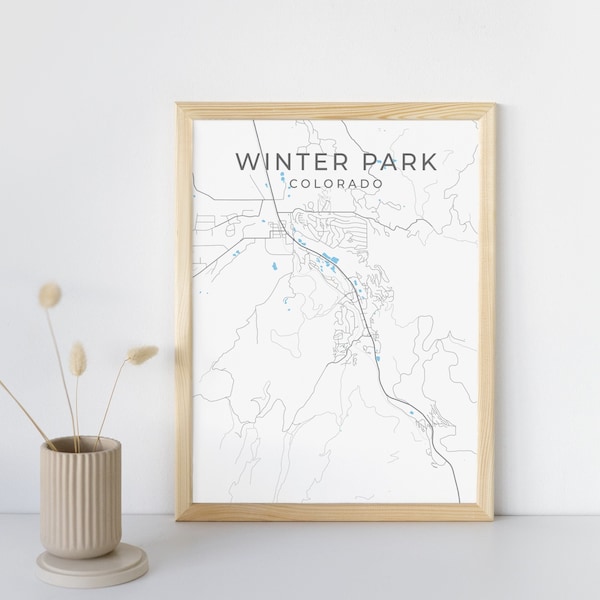 Winter Park CO Poster Winter Park Travel Print Winter Park Colorado Wall Art Minimalist Winter Park Map