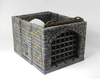 Dungeon Stone Castle Gatehouse Tiles D&D Terrain Tabletop RPG Portcullis Ramparts Modular Castle Dungeons and Dragons Pathfinder 5e